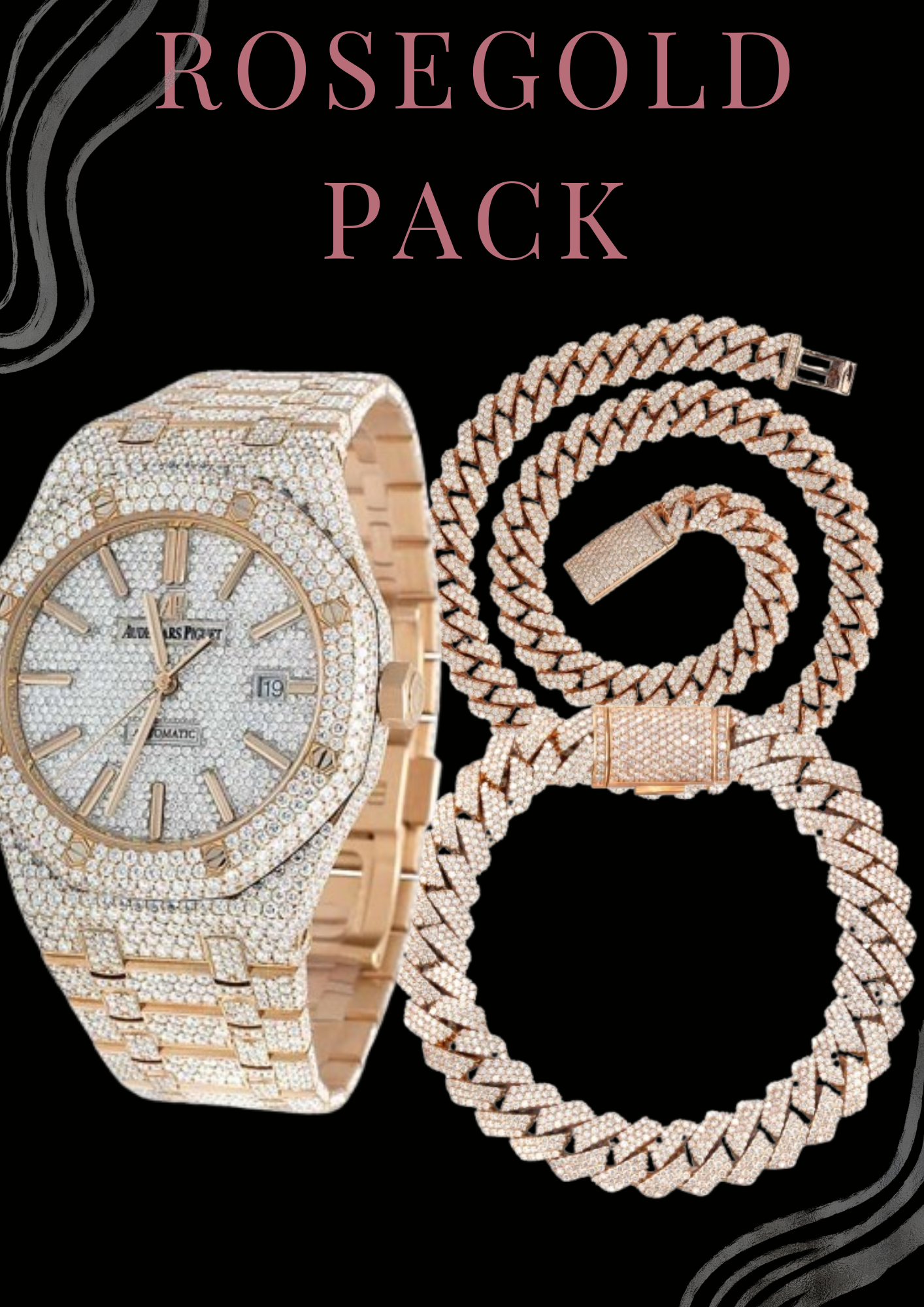 Audemars Piguet Iced Out (WATCH + CHAIN+ BRACELET) (PACK OF THREE)