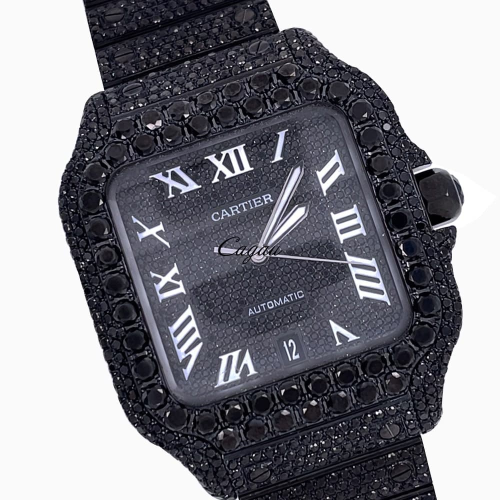 Cartier black stone chain watch