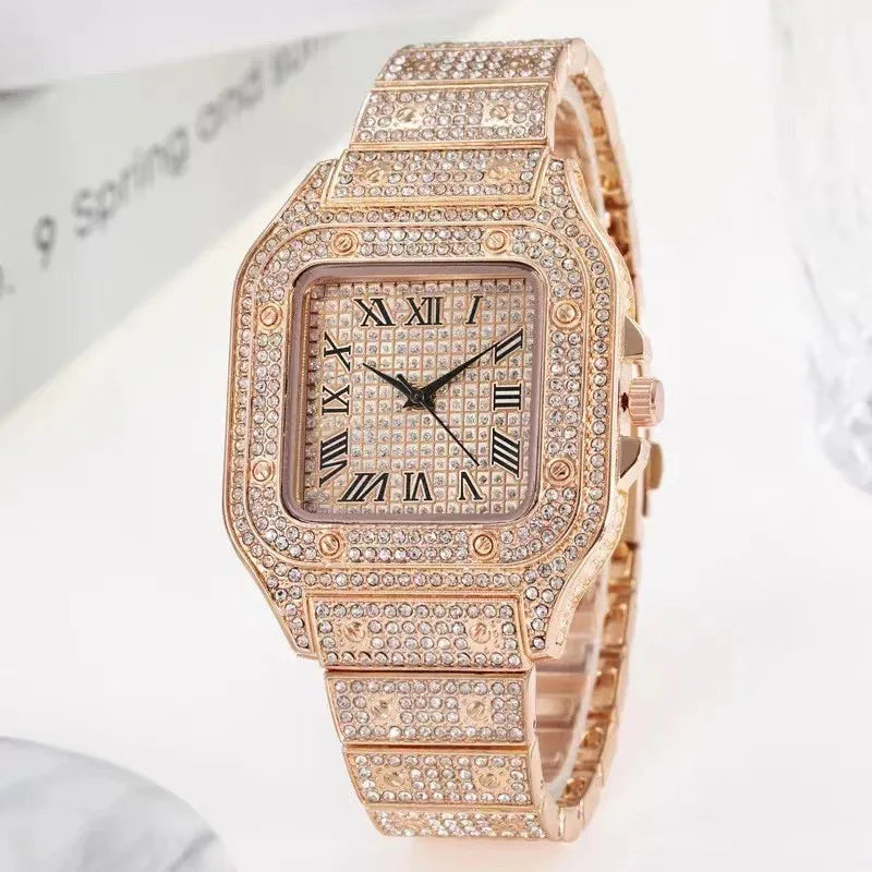 Cartier Iced Out Gold Diamond Watch - LADIES