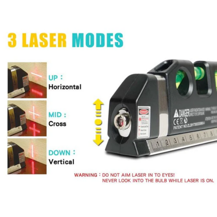 4 in 1 Fixit Laser Level Pro 3 4in1 Multi-Purpose Measuring Tool With 8 Feet Tape