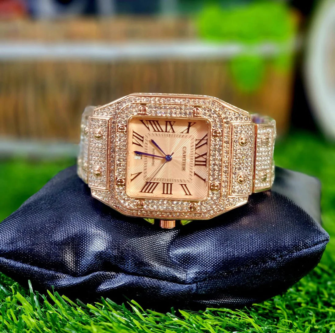 Cartier Iced out Diamond crystal Watch - GOLD